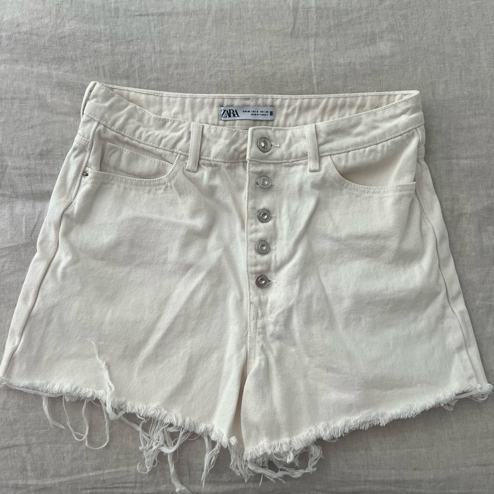 Zara cream denim shorts